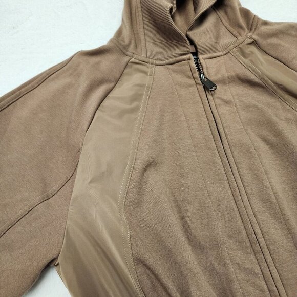 Athleta Rustic Beige Triumph Hybrid Hooded Jacket Small - Picture 8 of 11